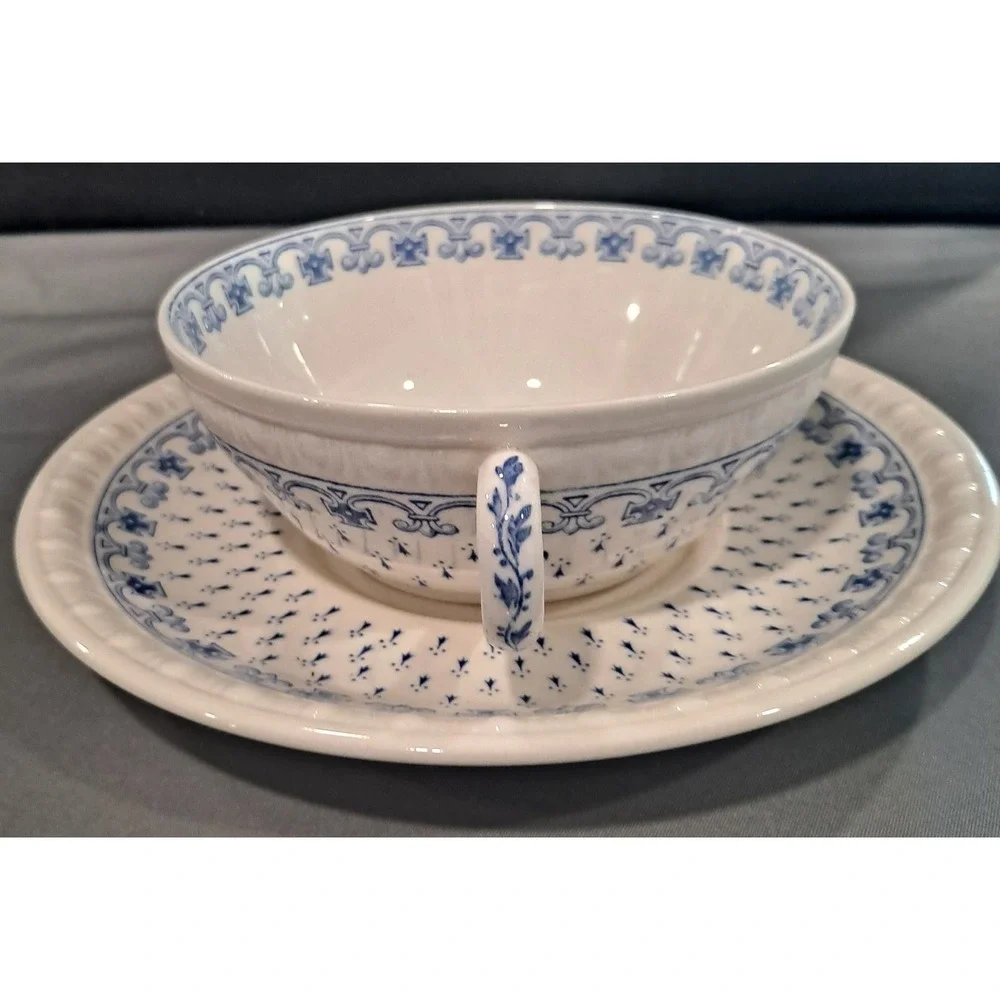 Vintage Blue And White Copeland Spode Centurion Soup And Saucer